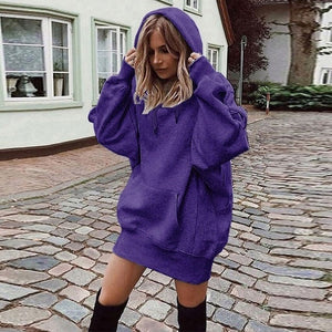 2019 Women Long Hoodies Loose Sweatshirts Dress Punk Style Hooded Autumn Winter Sweatshirt Sudaderas Mujer Harajuku Clothes