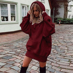 2019 Women Long Hoodies Loose Sweatshirts Dress Punk Style Hooded Autumn Winter Sweatshirt Sudaderas Mujer Harajuku Clothes