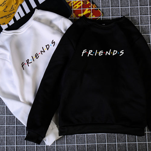 Womens Letters FRIENDS Print Long Sleeve Hoodie Sweatshirt Ladies Slouch Pullover Jumper Tops 5 Colors S M L XL Brand New 2019