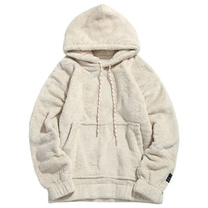 ZAFUL Winter Men Hoodies Solid Pouch Pocket Fluffy Men Pullover Pouch Pocket Streetwear Detail Hoodie Male Hooded Sweatshirt Top