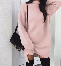 Load image into Gallery viewer, Autumn Winter Warm Long Sleeve Women Knitted Sweater Dress White Turtleneck Sweaters Pullover Jumper Female Clothes