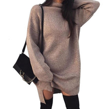 Load image into Gallery viewer, Autumn Winter Warm Long Sleeve Women Knitted Sweater Dress White Turtleneck Sweaters Pullover Jumper Female Clothes